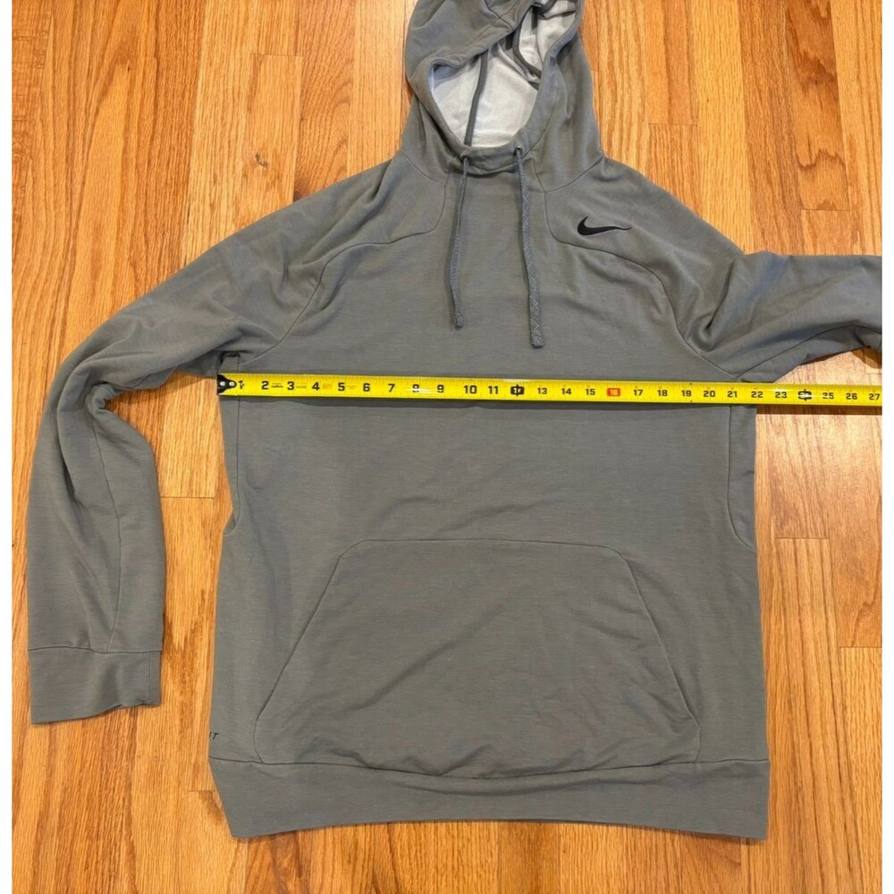 NIKE Hoodie Men's Large Dri Fit Performance Pullover Sweatshirt Gray Drawstring - Picture 6 of 11